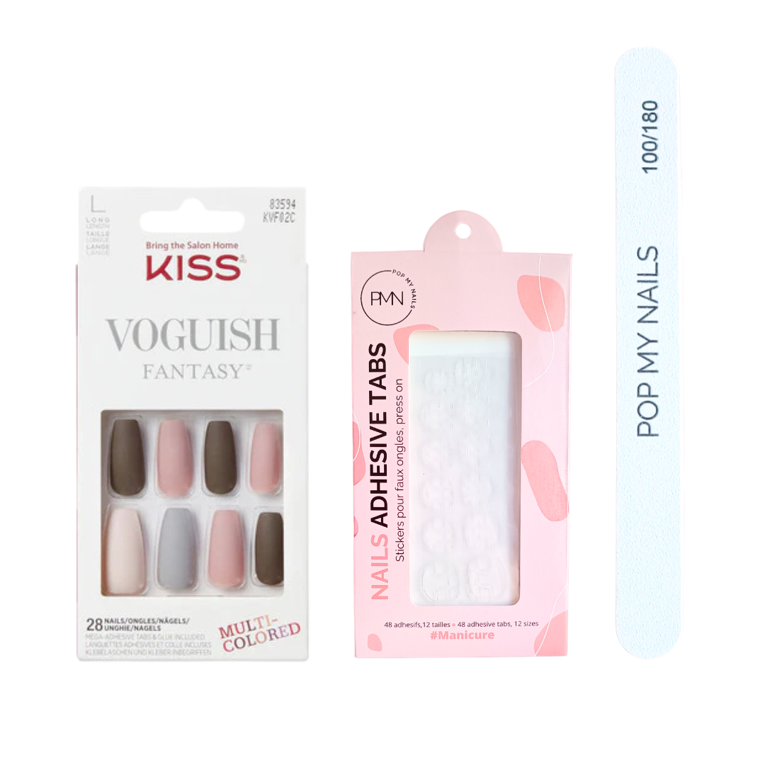 Pack press on nails Kiss Products (press on + tabs + lime à ongles) - Chillout