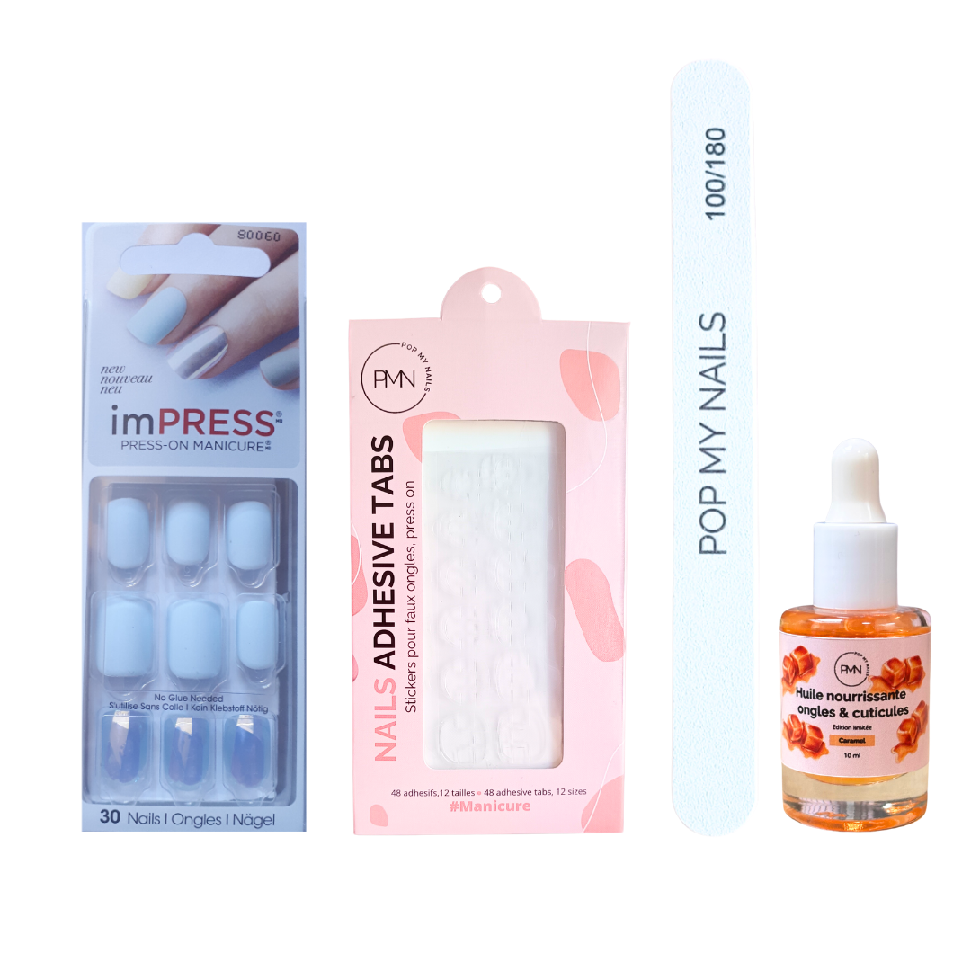 Pack press on nails imPRESS Manicure & soin (press on + tabs + lime à ongles + huile nourrissante ongles & cuticules) - Got Money