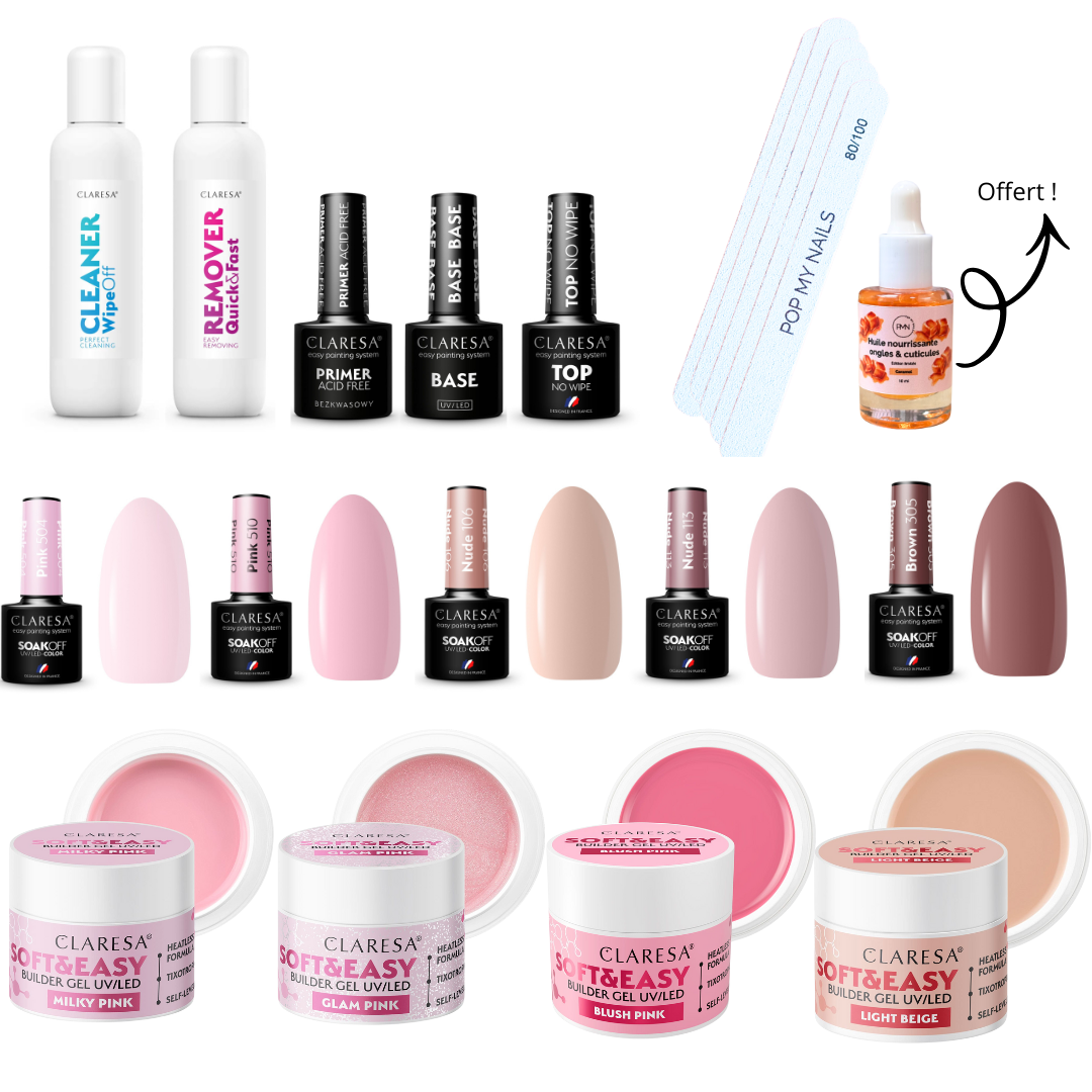 Pack semi permanent, gel & essentiel - Nude