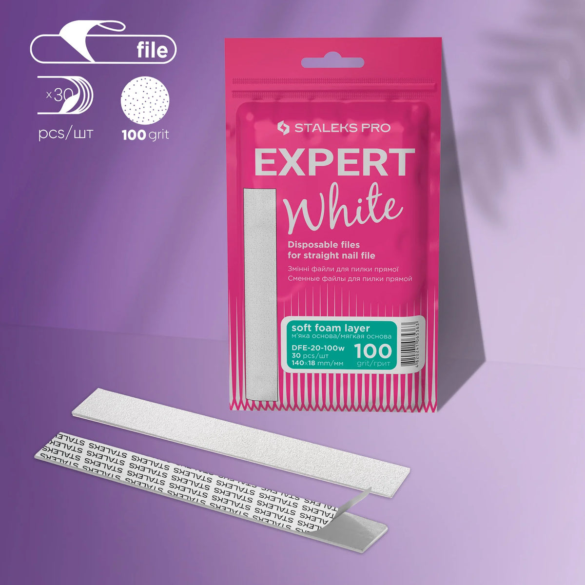STALEKS | EXPERT 20 Limes adhésives jetables base souple pour lime droite, grain 100 (30 pièces)