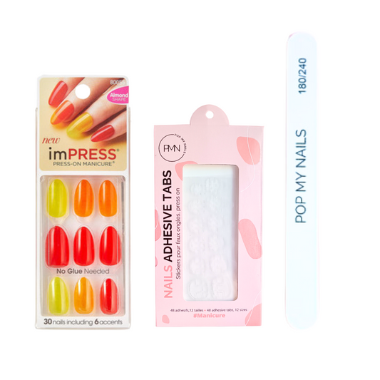 Pack press on nails imPRESS Manicure (press on + tabs + lime à ongles) - 10 different look (jaune)