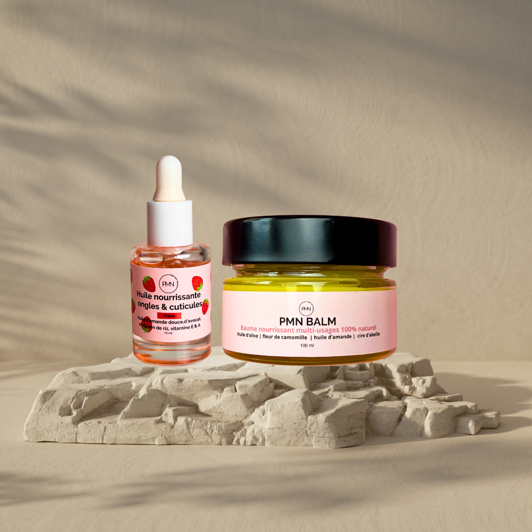 Pop My Nails | Duo Nail & Skin Care - Huile nourrissante ongles & cuticules parfum fraise + PMN Balm