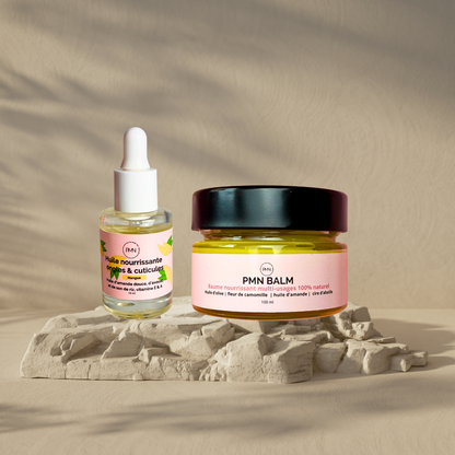 Pop My Nails | Duo Nail & Skin Care - Huile nourrissante ongles & cuticules parfum mangue + PMN Balm