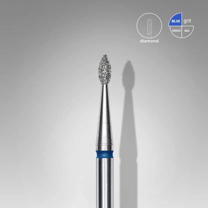 Staleks | Embout ponceuse diamanté, « goutte», bleu,  diamètre de la tête 1,6 mm, partie active 4mm