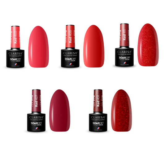 Claresa | Pack de 5 vernis semi-permanents - Rouges