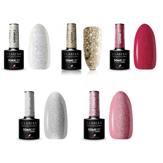 Claresa | Pack de 5 vernis semi-permanents - Glitter