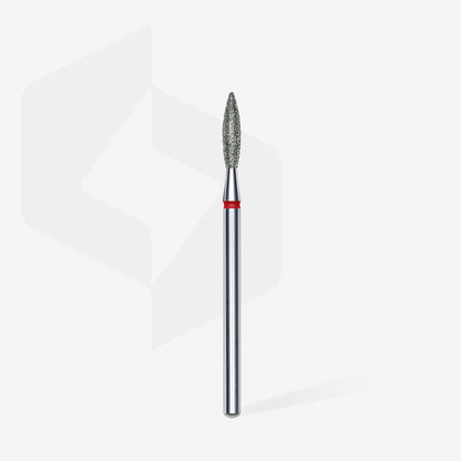 Staleks | Embout ponceuse diamanté, « flamme », rouge, diamètre de la tête 2,3 mm, partie active 10mm