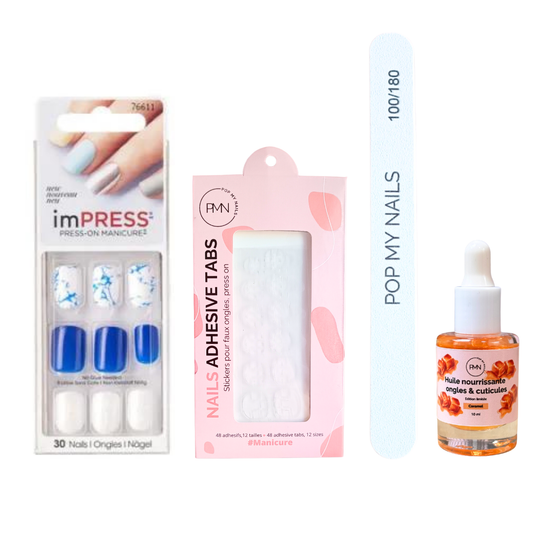 Pack press on nails imPRESS Manicure & soin (press on + tabs + lime à ongles + huile nourrissante ongles & cuticules) - Beautifull Life