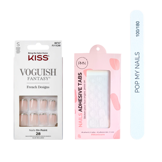 Pack press on nails Kiss Products (press on + tabs + lime à ongles) - Bisous