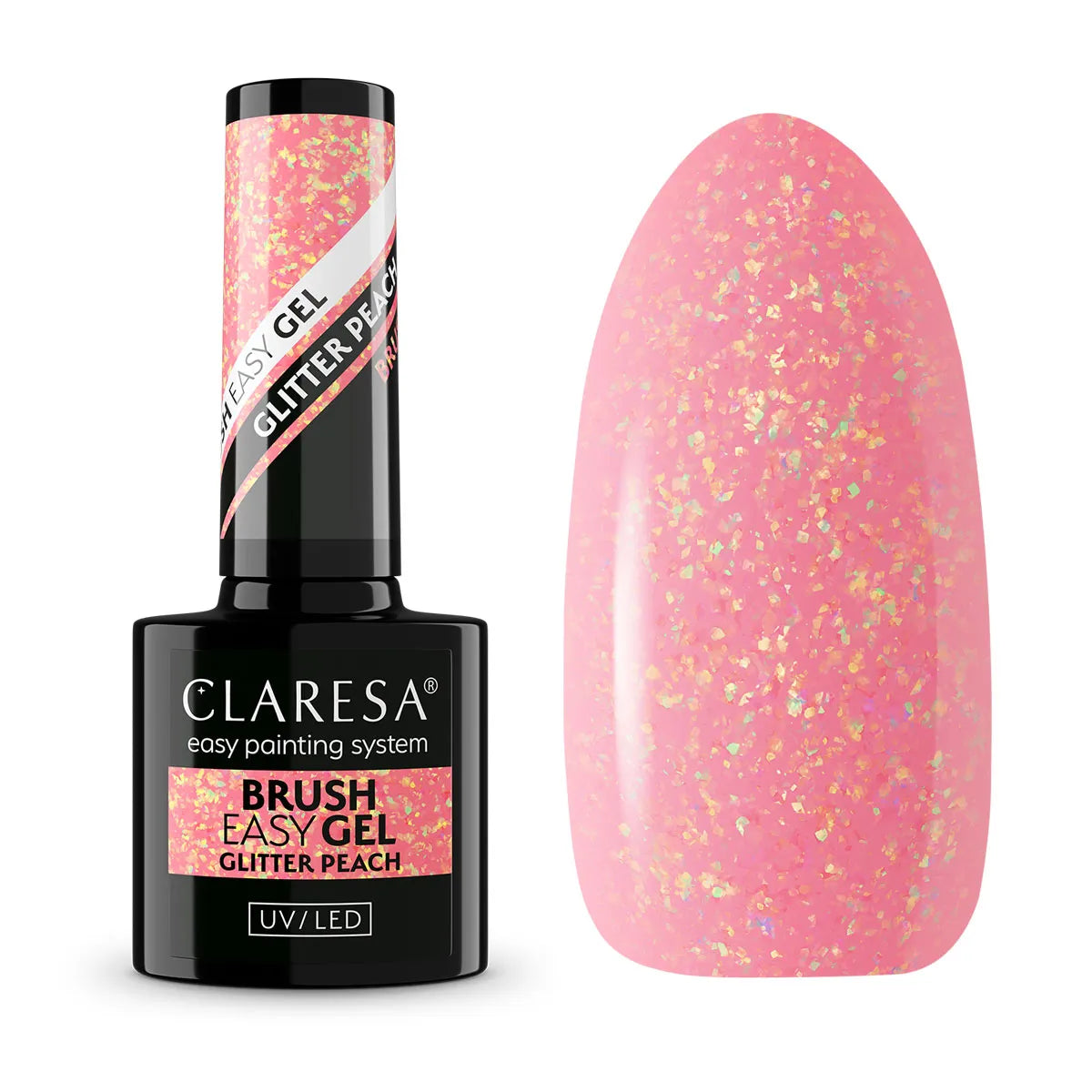 Claresa | Gel en bouteille - Brush Easy Gel -Glitter Peach - 5 ml