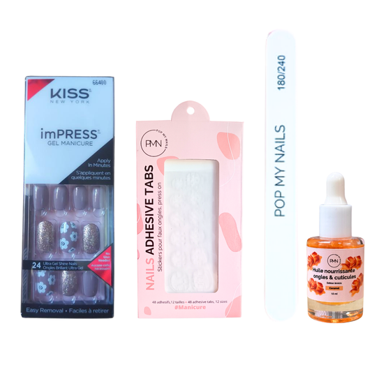Pack press on nails imPRESS Manicure & soin (press on + tabs + lime à ongles+ huile nourrissante ongles & cuticules) - Hotline