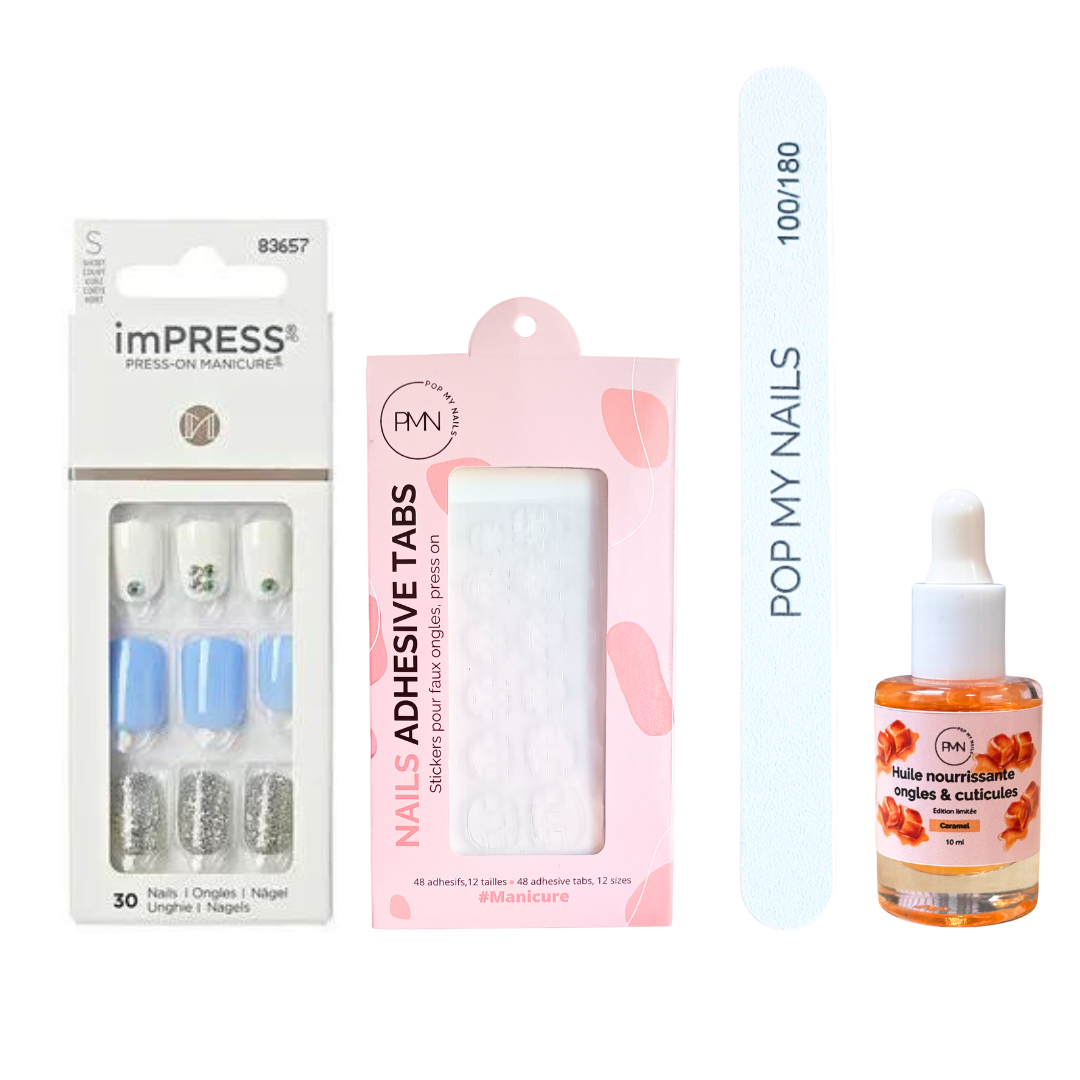 Pack press on nails imPRESS Manicure & soin (press on + tabs + lime à ongles + huile nourrissante ongles & cuticules) - I'd Rather Be