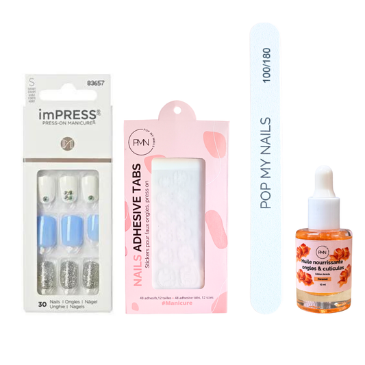 Pack press on nails imPRESS Manicure & soin (press on + tabs + lime à ongles + huile nourrissante ongles & cuticules) - I'd Rather Be