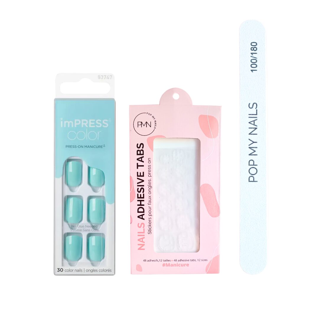 Pack press on nails imPRESS Color (press on + tabs + lime à ongles) -  Mint To Be