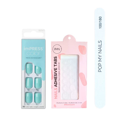 Pack press on nails imPRESS Color (press on + tabs + lime à ongles) -  Mint To Be