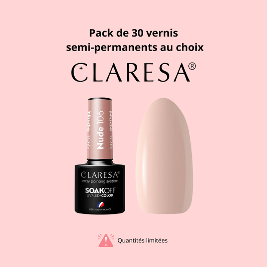 Pack de 30 vernis semi-permanents Claresa au choix