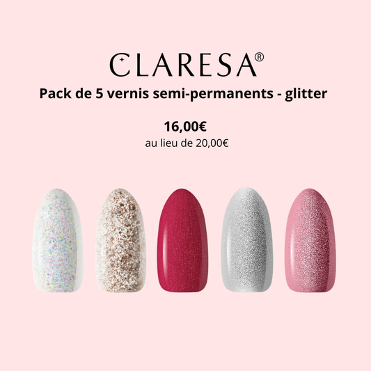 Claresa | Pack de 5 vernis semi-permanents - Glitter