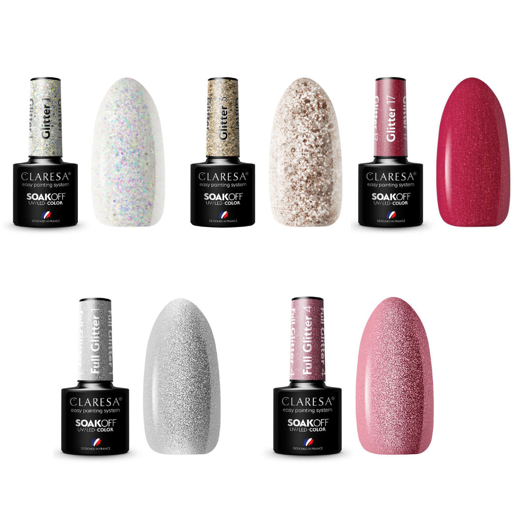 Claresa | Pack de 5 vernis semi-permanents - Glitter