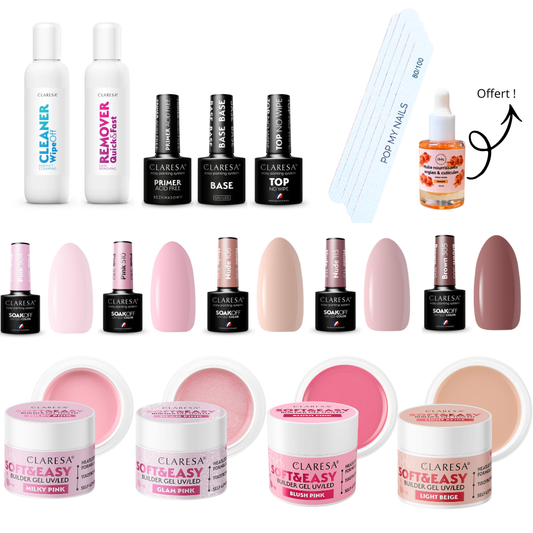 Pack semi permanent, gel & essentiel - Nude