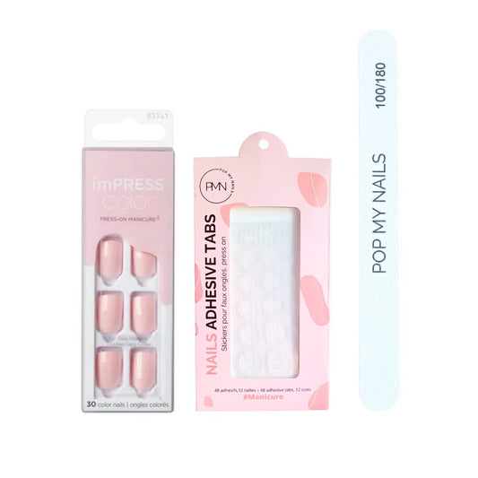 Pack press on nails imPRESS Color (press on + tabs + lime à ongles) -  Pick Me Pink