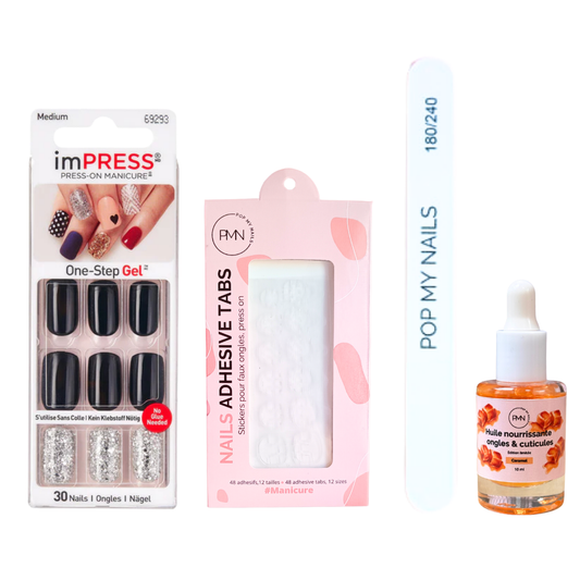 Pack press on nails imPRESS Manicure & soin (press on + tabs + lime à ongles + huile nourrissante ongles & cuticules) - Play it Loud