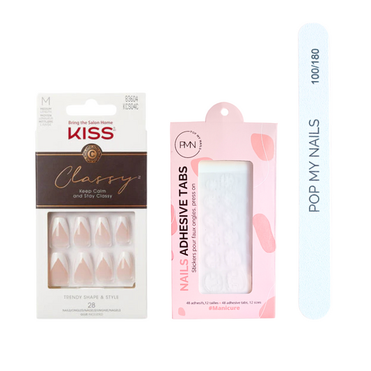 Pack press on nails Kiss Products (press on + tabs + lime à ongles) - Silk Dress