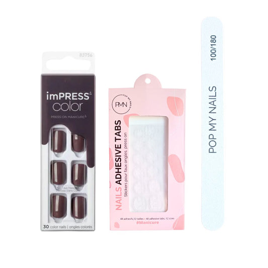 Pack press on nails imPRESS Color (press on + tabs + lime à ongles) - Tray Gray