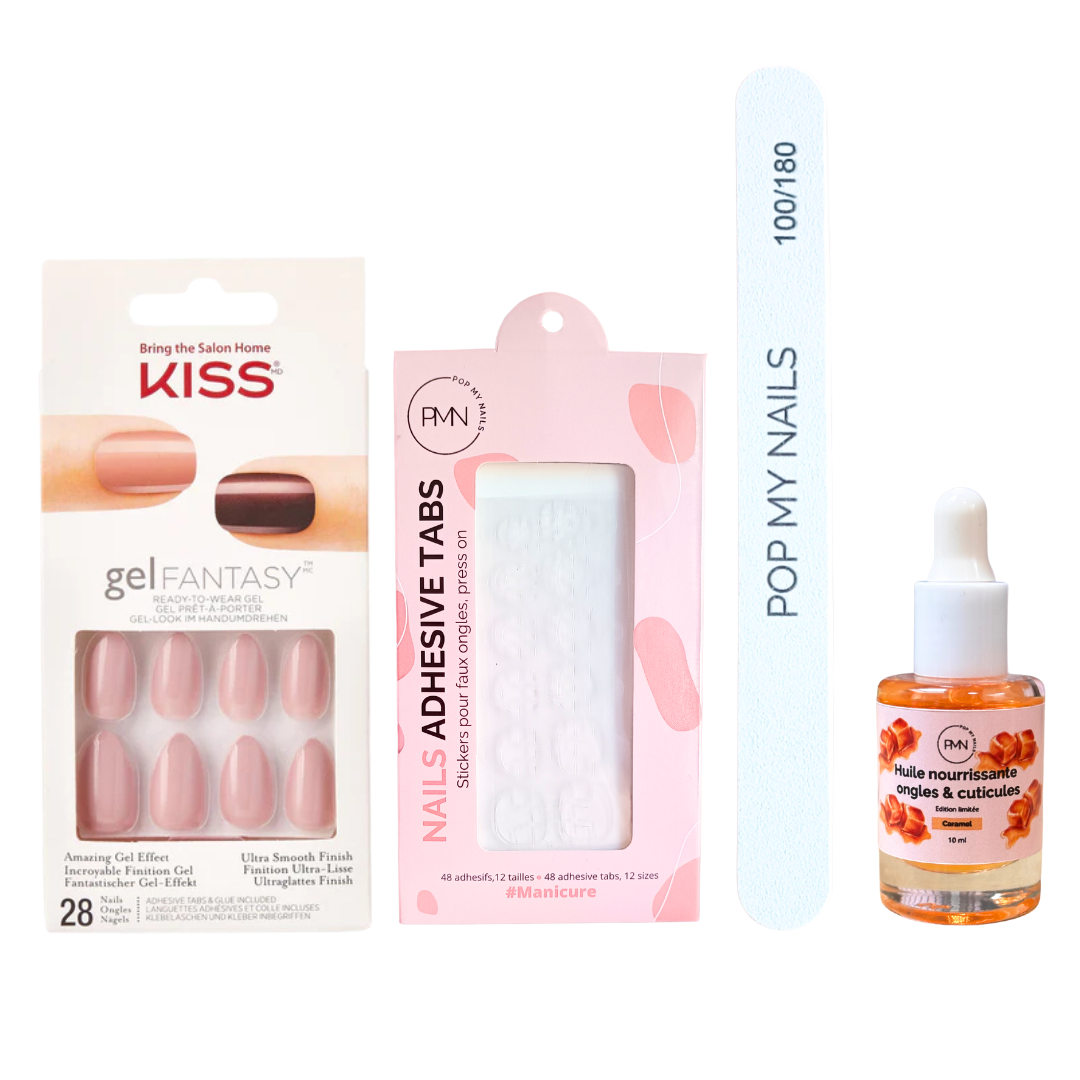 Pack press on nails Kiss Products & soin (press on + tabs + lime à ongles + huile nourrissante ongles & cuticules) - Windy City