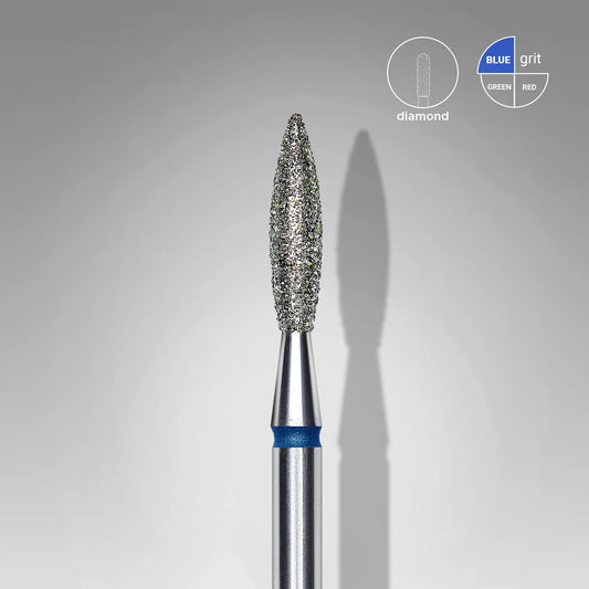 Staleks | Embout ponceuse diamanté, « flamme », bleu, diamètre de la tête 2,3 mm, partie active 10mm