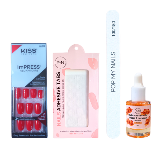 Pack press on nails imPRESS Manicure & soin (press on + tabs + lime à ongles + huile nourrissante ongles & cuticules) - Call My Agent