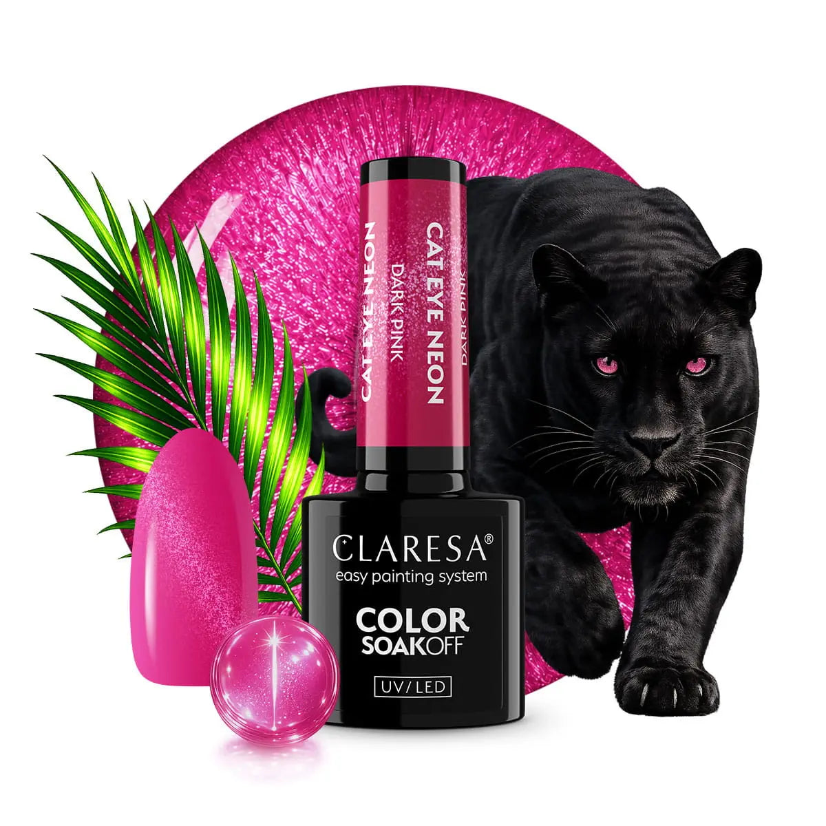 Claresa | Vernis semi-permanent  Cat Eye Neon - Dark Pink - 5ml