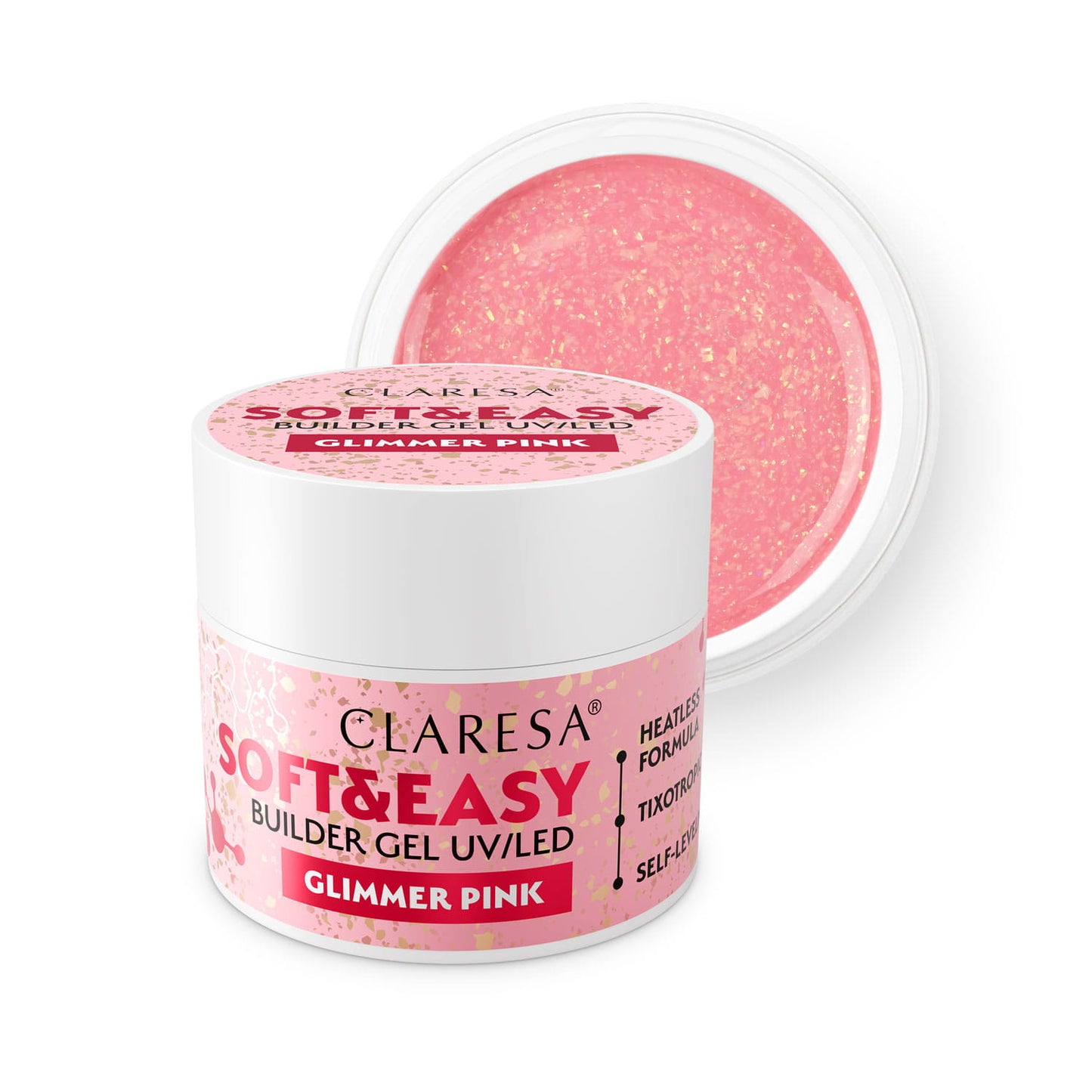 Claresa | Pack Gel Builder Soft & Easy 3x45g - Glimmer Pink, Blinking Pink, Light Beige