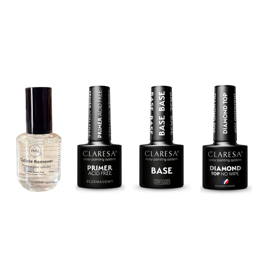 Cuticle Remover + Primer + Base Base + Top coat Diamond
