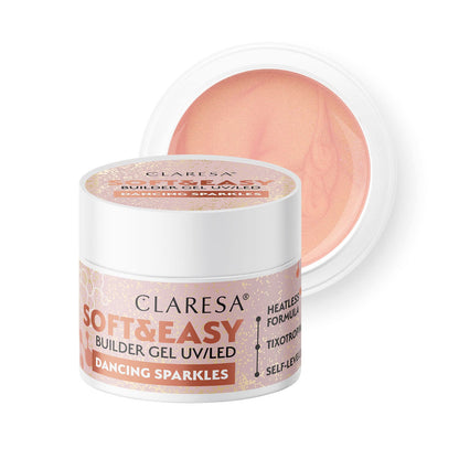 Claresa | Pack Gel Builder Soft & Easy 3x 12g - Glam Pink, Natural, Dancing Sparkles