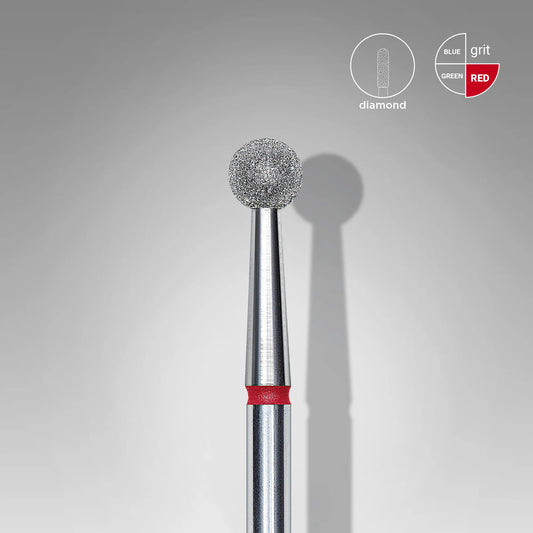 Staleks | Embout ponceuse diamanté, « boule », rouge, diamètre de la tête 4 mm