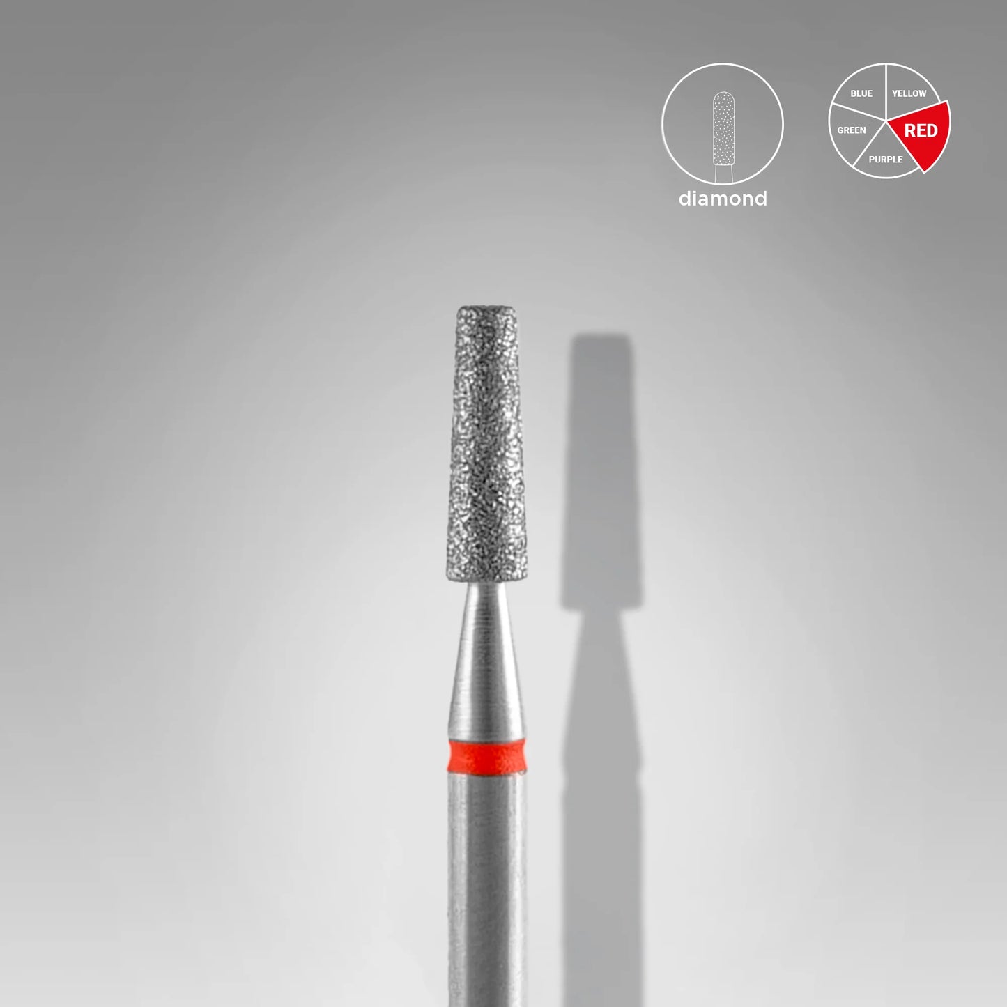 Staleks | Embout ponceuse diamanté, «tronc», rouge,  diamètre de la tête 2,5 mm, partie active 8mm
