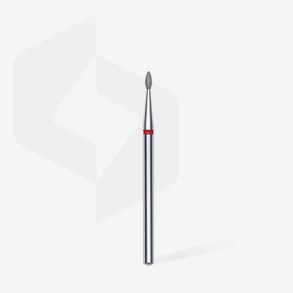Staleks | Embout ponceuse diamanté, « goutte», rouge,  diamètre de la tête 1,6 mm, partie active 4mm