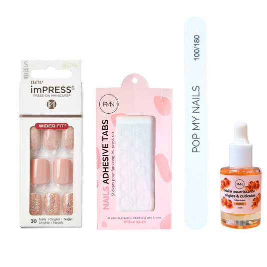 Pack press on nails imPRESS Manicure & soin (press on + tabs + lime à ongles + huile nourrissante ongles & cuticules) - Just a Dream