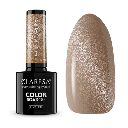 Claresa | Vernis semi-permanent Nude Glow Cat Eye - Light Brown - 5ml