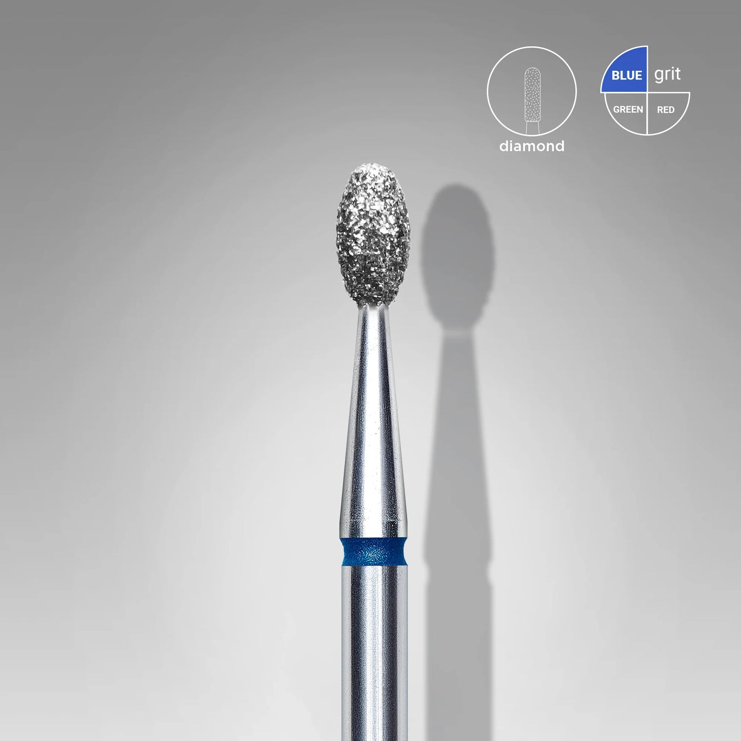 Staleks | Embout ponceuse diamanté, « olive », bleu,  diamètre de la tête 2,5 mm, partie active 5mm