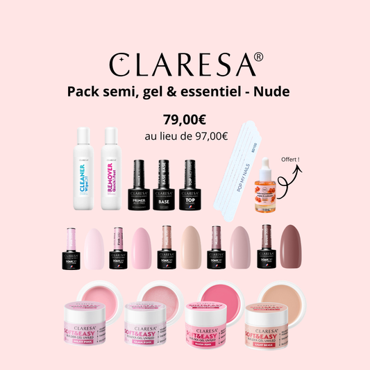 Pack semi permanent, gel & essentiel - Nude