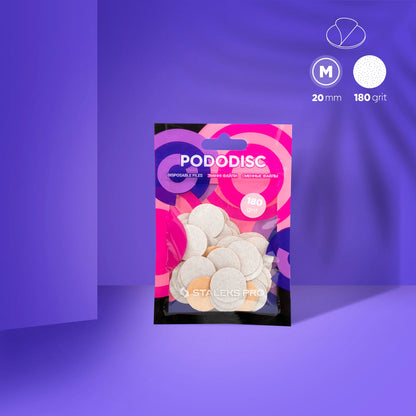 Staleks | Embouts interchangeables pour disque pédicure PODODISC  PRO M (20mm)  grains 180 - 50 pièces