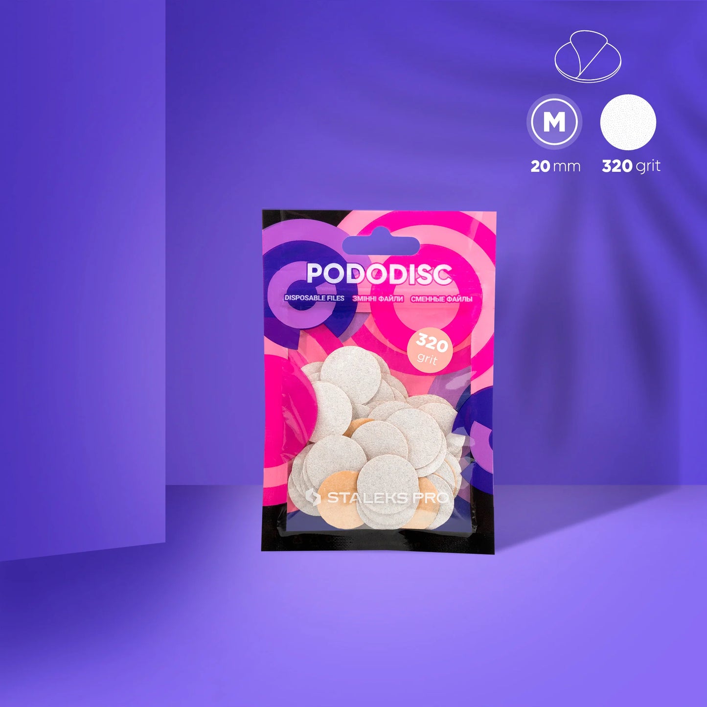 Staleks | Embouts interchangeables pour disque pédicure PODODISC PRO M (20mm)  grains 320 - 50 pièces