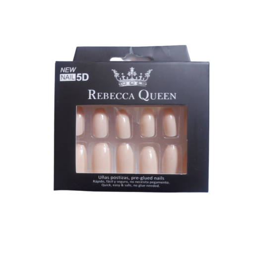 faux ongles pré-collés Rebecca Queen Crème avec fond blanc