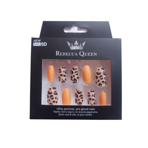 faux ongles rebecca queen imprimé léopard avec fond blanc