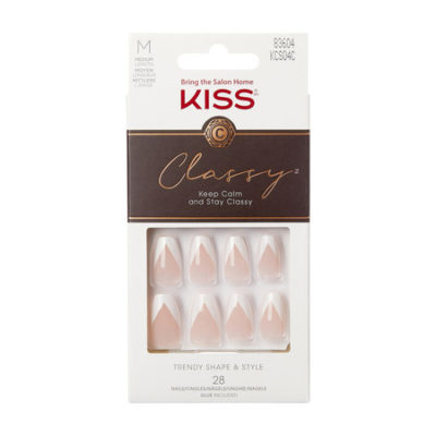 Kit de faux ongles Kiss Products Classy Nails Silk Dress avec fond blanc