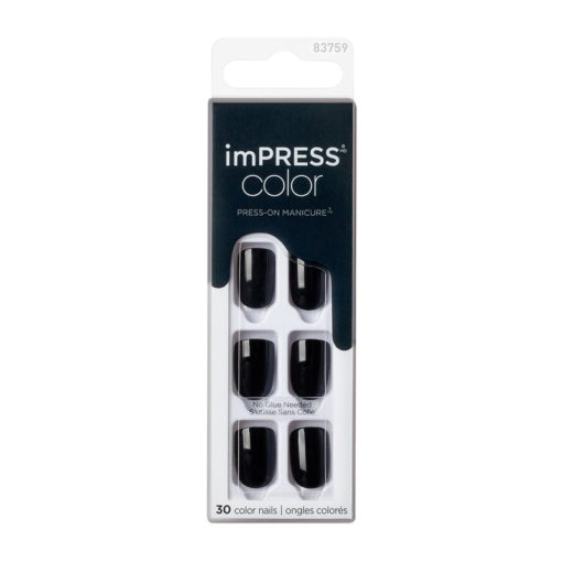 Les ImPRESS Manicure Color All Black carré sur fond blanc
