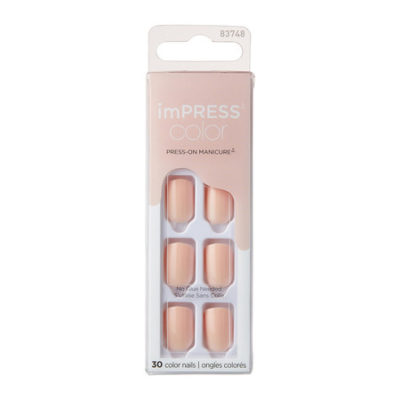 Les ImPRESS Manicure Color Peevish Pink carré sur fond blanc