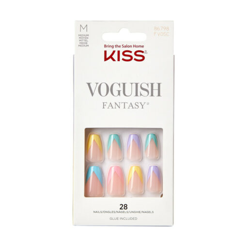 Kit de faux ongles Kiss Products Voguish Fantasy Disco Ball avec fond blanc