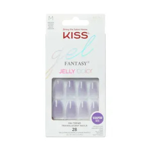 Les faux ongles Kiss Products Jelly Fantasy Nails - Quincy Jelly avec fond blanc